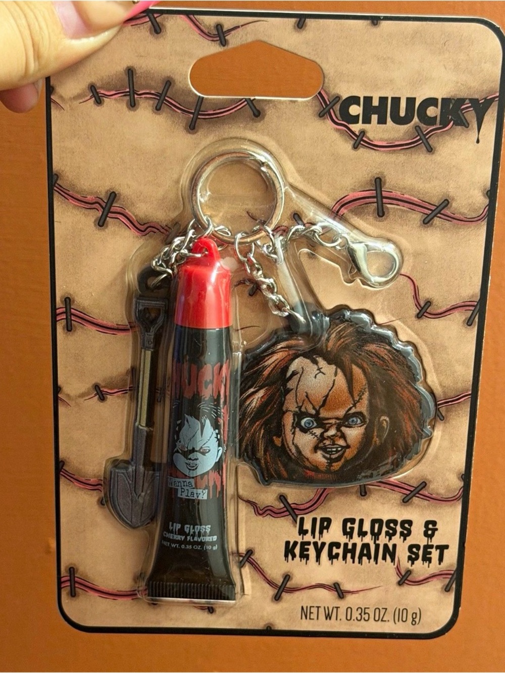 Red & Black Lip Gloss and Keychain Set